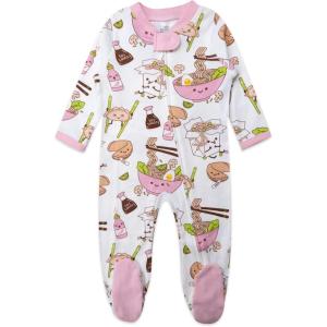 imageHonestBaby Sleep ampamp Play Footed OnePiece Pajama Sleeper 100 Organic Cotton Baby GirlsWok N Roll Pink