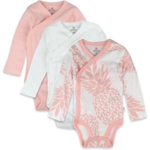 imageHonestBaby unisexbaby 3pack Long Sleeve Sidesnap Kimono Bodysuits Organic Cotton for Infant Baby Boys Girls UnisexPink Pineapple