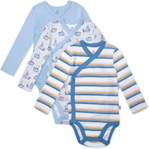 imageHonestBaby unisexbaby 3pack Long Sleeve Sidesnap Kimono Bodysuits Organic Cotton for Infant Baby Boys Girls UnisexShips a Hoy