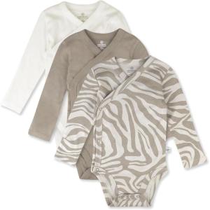 imageHonestBaby unisexbaby 3pack Long Sleeve Sidesnap Kimono Bodysuits Organic Cotton for Infant Baby Boys Girls UnisexZanzibar Zebra
