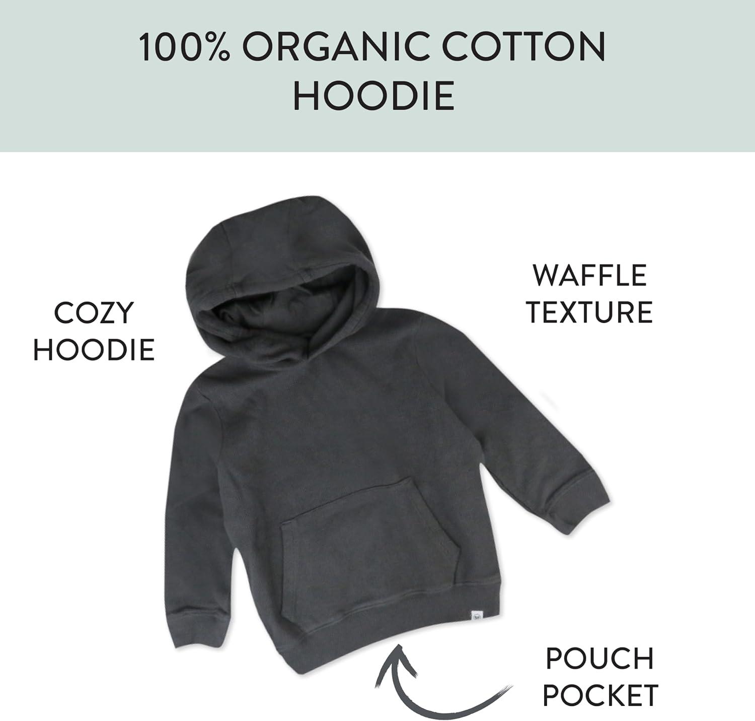 imageHonestBaby Comfy Hoodie Sweatshirt with Pockets 100 Organic Cotton for Toddler Baby BoysBlackened Pearl Hoodie