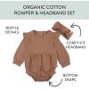 imageHonestBaby Bubble Romper and Headband Set Organic Cotton for Infant Baby and Toddler Boys Girls Unisex2pack Brown
