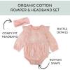 imageHonestBaby Bubble Romper and Headband Set Organic Cotton for Infant Baby and Toddler Boys Girls Unisex2pack Sketchy Floral Dusty Pink