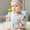 imageHonestBaby Bubble Romper and Headband Set Organic Cotton for Infant Baby and Toddler Boys Girls Unisex2pack Sketchy Floral Gray