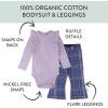 imageHonestBaby babygirls Long Sleeve Ruffle Bodysuit ampamp Flare Legging Set 100 Organic Cotton for Baby GirlsPurple Plaid 2pack