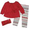 imageHonestBaby 3Piece Top with Ruffle Detail Headband ampamp Legging 100 Organic Cotton for Baby and Toddler GirlsFairisle Ivory 3pack