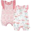 imageHonestBaby Romper and Ruffle Bodysuit Dress 100 Organic Cotton for Infant Baby and Toddler Girls2pack Strawberry Pink Floral