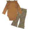 imageHonestBaby babygirls Long Sleeve Ruffle Bodysuit ampamp Flare Legging Set 100 Organic Cotton for Baby GirlsMini Chester 2pack