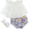 imageHonestBaby babygirls Novelty Top Bloomer ampamp Headband Set 100 Organic Cotton for Baby and Toddler GirlsJumbo Floral Lilac 3pack