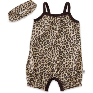 imageHonestBaby Bubble Romper and Headband Set Organic Cotton for Infant Baby and Toddler Boys Girls Unisex2pack Cheetah