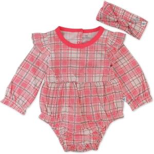 imageHonestBaby Bubble Romper and Headband Set Organic Cotton for Infant Baby and Toddler Boys Girls Unisex2pack Romantic Plaid