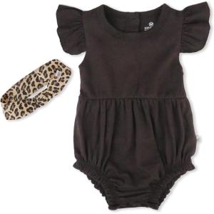 imageHonestBaby Bubble Romper and Headband Set Organic Cotton for Infant Baby and Toddler Boys Girls Unisex2pack Safari Brown