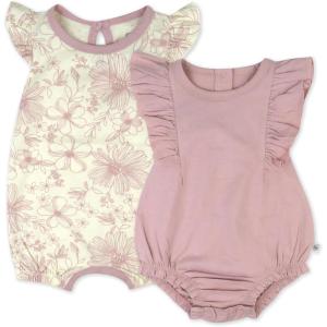 imageHonestBaby Romper and Ruffle Bodysuit Dress 100 Organic Cotton for Infant Baby and Toddler GirlsSketchy Floral Hazy Lavender