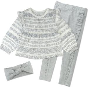 imageHonestBaby babygirls Long Sleeve Top Legging and Headband Set 100 Organic Cotton for Baby and Toddler GirlsLight Gray Heather 3pack