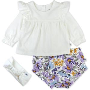 imageHonestBaby babygirls Novelty Top Bloomer ampamp Headband Set 100 Organic Cotton for Baby and Toddler GirlsJumbo Floral Lilac 3pack