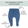 imageHonestBaby 3pack Footed Pants Roomy Fit Pull on Bottoms 100 Organic Cotton for Infant Baby Boys Girls UnisexDino Prep Academy Blue