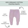 imageHonestBaby 3pack Footed Pants Roomy Fit Pull on Bottoms 100 Organic Cotton for Infant Baby Boys Girls UnisexFlying Butterfly Ivory