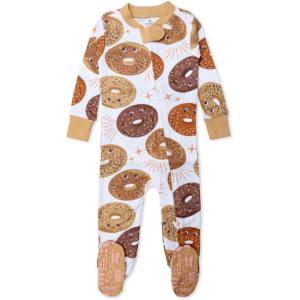 imageHonestBaby NonSlip Footed Pajamas OnePiece Sleeper ZipFront Pjs 100 Organic Cotton for Baby BoysBagel Schmagel