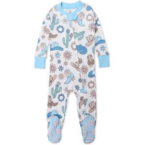 imageHonestBaby NonSlip Footed Pajamas OnePiece Sleeper ZipFront Pjs 100 Organic Cotton for Baby BoysDesert Charmer Aqua