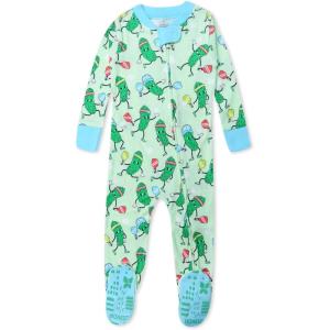 imageHonestBaby NonSlip Footed Pajamas OnePiece Sleeper ZipFront Pjs 100 Organic Cotton for Baby BoysDill Licious Pickle Ball