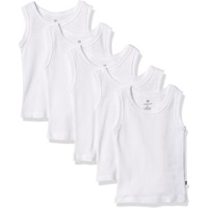 imageHonestBaby Sleeveless Muscle TShirts 100 Organic Cotton for Infant Baby and Toddler Boys Girls5pack Bright White