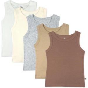 imageHonestBaby Sleeveless Muscle TShirts 100 Organic Cotton for Infant Baby and Toddler Boys Girls5pack Natural Ombre