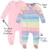 imageHonestBaby 2 Pack Organic Cotton footed Sleep N Play Pajamas and 1 Fitted Crib SheetRainbow Stripe