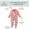 imageHonestBaby Baby Holiday Sleep ampamp Play Footed OnePiece Pajama Sleeper 100 Organic CottonPink Gingerbread