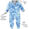 imageHonestBaby Baby Sleep N Play OnePiece ZipFront Footed Organic Cotton Pajama Sleeper2pack Watercolor WorldTeal Blue
