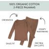 imageHonestBaby Classics 2Piece Pajamas Sleepwear Pjs 100 Organic Cotton for Baby Toddler KidsBrown