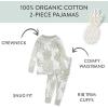 imageHonestBaby Classics 2Piece Pajamas Sleepwear Pjs 100 Organic Cotton for Baby Toddler KidsPineapple Leaf Ivory