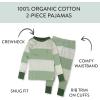 imageHonestBaby babyboys 2piece Pajamas Sleepwear Pjs 100 Organic Cotton for Baby Toddler Kids BoyBold Stripe Moss