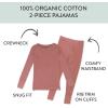imageHonestBaby babygirls 2piece Pajamas Sleepwear Pjs 100 Organic Cotton for Baby Toddler Kids GirlAsh Rose