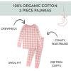 imageHonestBaby babygirls 2piece Pajamas Sleepwear Pjs 100 Organic Cotton for Baby Toddler Kids GirlPink Check