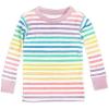 imageHonestBaby babygirls 2piece Pajamas Sleepwear Pjs 100 Organic Cotton for Baby Toddler Kids GirlRainbow Stripe