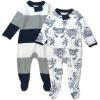 imageHonestBaby Baby Sleep N Play OnePiece ZipFront Footed Organic Cotton Pajama Sleeper2pack Crabs