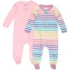 imageHonestBaby Sleep and Play Footed Pajamas OnePiece Sleeper Jumpsuit ZipFront PJs 100 Organic Cotton for Baby Girls2pack Rainbowstripe