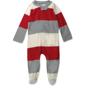 imageHonestBaby Baby Holiday Sleep ampamp Play Footed OnePiece Pajama Sleeper 100 Organic CottonBold Stripe Red