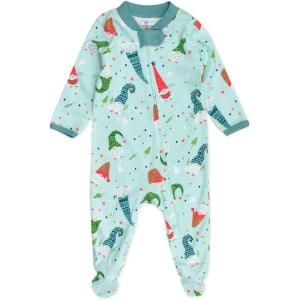 imageHonestBaby Baby Holiday Sleep ampamp Play Footed OnePiece Pajama Sleeper 100 Organic CottonFalling Snowflakes Navy