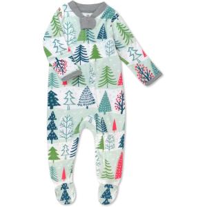 imageHonestBaby Baby Holiday Sleep ampamp Play Footed OnePiece Pajama Sleeper 100 Organic CottonFeelin Pine