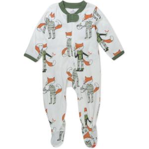 imageHonestBaby Baby Holiday Sleep ampamp Play Footed OnePiece Pajama Sleeper 100 Organic CottonFoxy Green