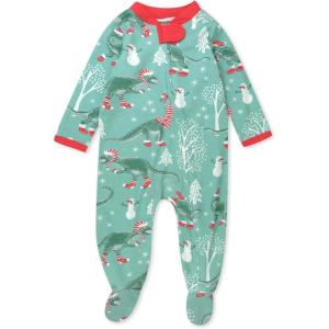 imageHonestBaby Baby Holiday Sleep ampamp Play Footed OnePiece Pajama Sleeper 100 Organic CottonHoliday Dino