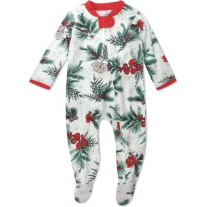 imageHonestBaby Baby Holiday Sleep ampamp Play Footed OnePiece Pajama Sleeper 100 Organic CottonHoliday Pine Floral