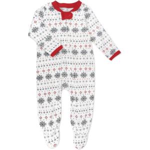 imageHonestBaby Baby Holiday Sleep ampamp Play Footed OnePiece Pajama Sleeper 100 Organic CottonJumbo Fair Isle