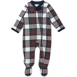 imageHonestBaby Baby Holiday Sleep ampamp Play Footed OnePiece Pajama Sleeper 100 Organic CottonRed Tartan