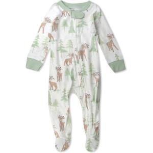 imageHonestBaby Baby Holiday Sleep ampamp Play Footed OnePiece Pajama Sleeper 100 Organic CottonReindeer Lights