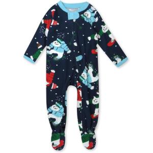 imageHonestBaby Baby Holiday Sleep ampamp Play Footed OnePiece Pajama Sleeper 100 Organic CottonSnow Boardin