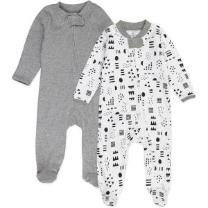 imageHonestBaby Baby Sleep N Play OnePiece ZipFront Footed Organic Cotton Pajama Sleeper2pack Patternplay
