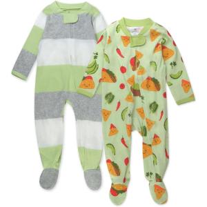 imageHonestBaby Baby Sleep N Play OnePiece ZipFront Footed Organic Cotton Pajama Sleeper2pack Taco Time