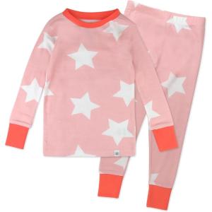 imageHonestBaby Classics 2Piece Pajamas Sleepwear Pjs 100 Organic Cotton for Baby Toddler KidsJumbo Star Pink